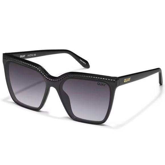 QUAY Level Up Bling Sunglasses Black Frame Black Gradient Lens Crystals New - Picture 2 of 14
